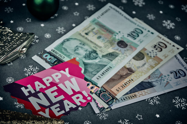 保加利亚的纸币和圣诞背景图片下载