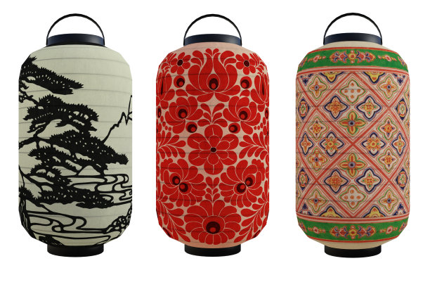 中国纸灯笼孤立在白色，3d渲染。图片下载