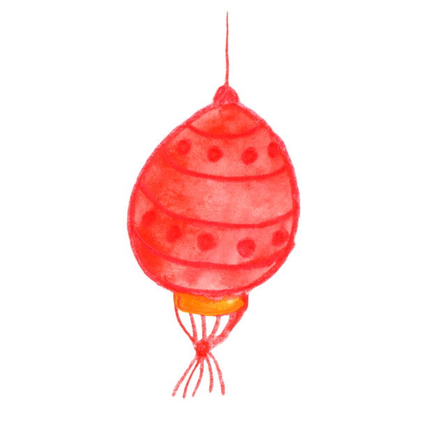 红黄相间的纸灯笼。东方元素。手绘水彩和彩色铅笔。2020年中国新年。适用于明信片、印刷品及设计。图片下载