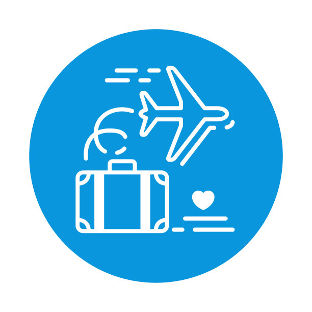 带有飞机线图标的手提箱。蜜月的概念。喜欢旅行。网页、手机应用、横幅、社交媒体的签名。图形用户界面UX图形用户界面孤立元素。矢量剪辑艺术，插图。图片下载