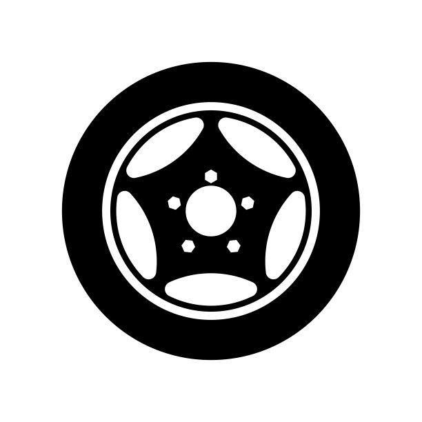 汽车轮图标。矢量图像在白色背景上播放。图片下载