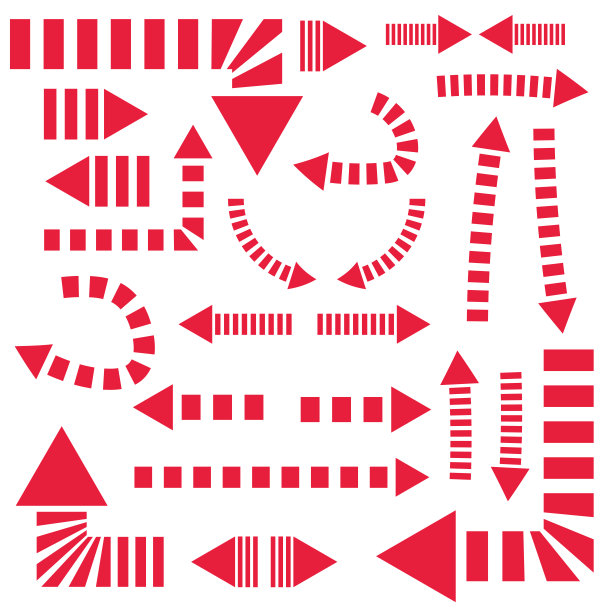 条纹箭头设置孤立在白色背景。图片下载