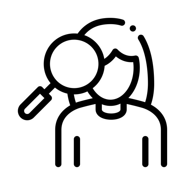 女人和放大镜图标轮廓插图图片下载