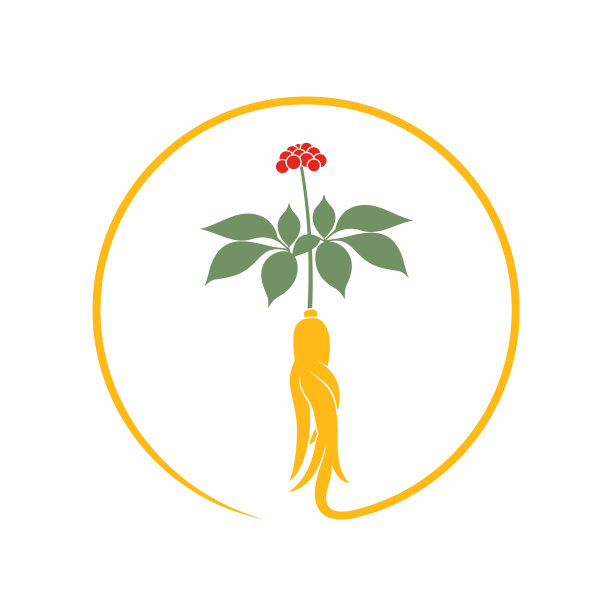 人参的标志。白底分离人参图片下载