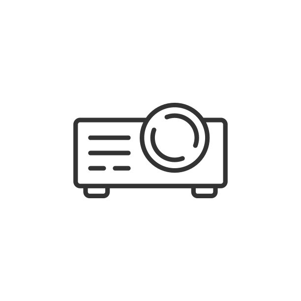 视频投影仪标志图标在平面风格。电影演示设备矢量插图上的白色孤立背景。会议业务概念。图片下载