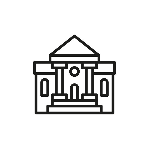 简单的学校建筑线条图标。图片下载