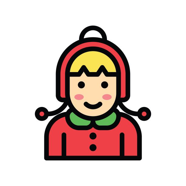 圣诞节相关的可爱女孩与围巾头像与可编辑的笔触图片下载