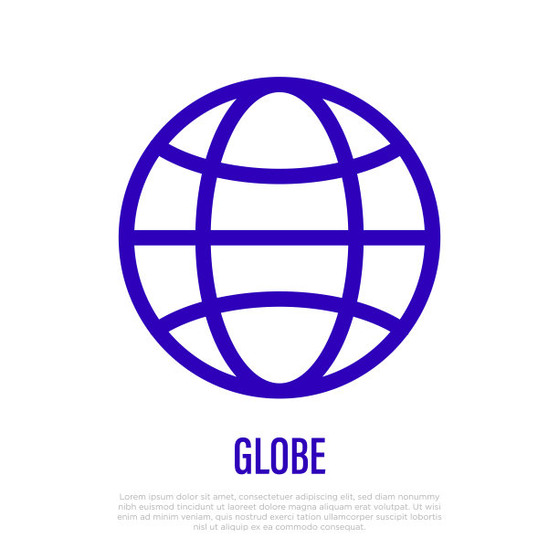 地球仪细线图标。象征着旅行、国际物流或网络。矢量插图。图片下载