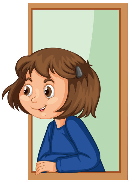 孤立背景下的窗边女孩图片下载