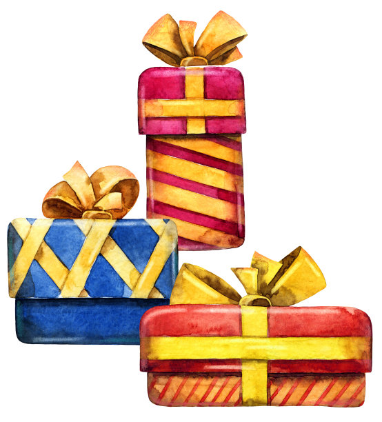 水彩礼品盒图片下载