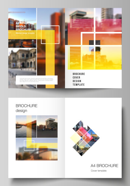 矢量布局的两个A4格式现代封面模型设计模板的双重小册子，杂志，传单，小册子，年度报告。创意时尚的样式模型，蓝色时尚的设计背景。图片下载