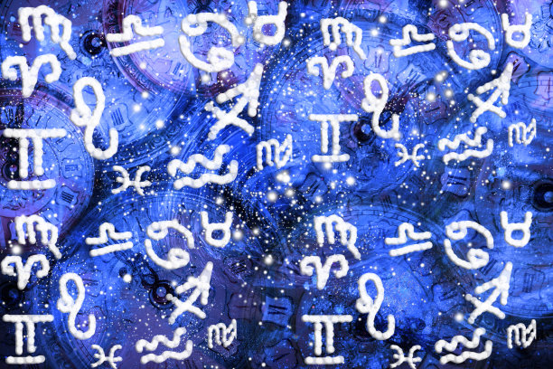 冬季占星术中，以雪为背景的十二生肖符号图片下载