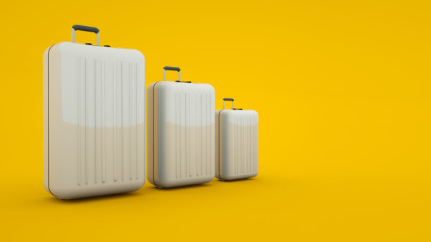 三个箱子孤立在黄色背景，3d插图图片下载