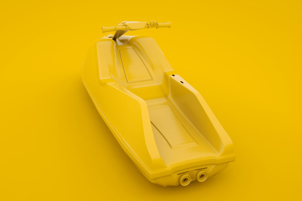 水滑板车的3D渲染孤立在黄色的背景图片下载