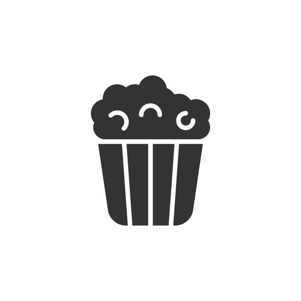 扁平风格的电影图标。爆米花矢量插图在白色孤立的背景。爆米花桶的经营理念。图片下载