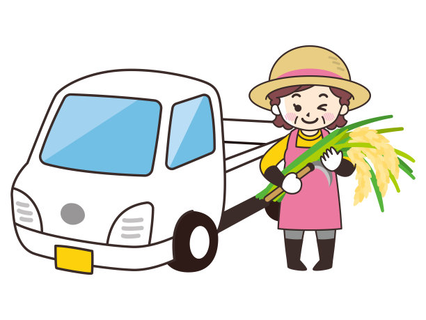 轻型卡车和农妇图片下载