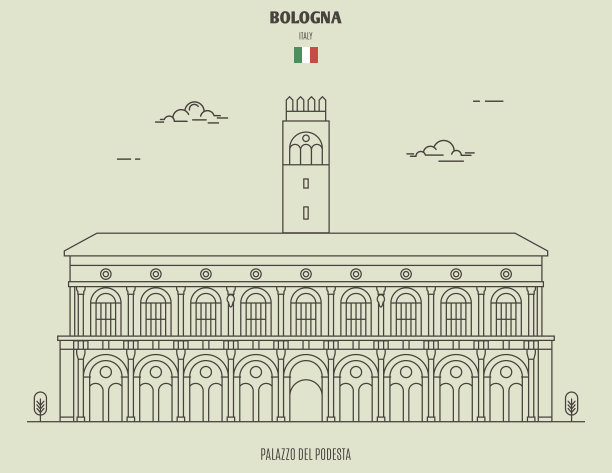 意大利博洛尼亚的波德斯塔宫。具有里程碑意义的图标图片下载