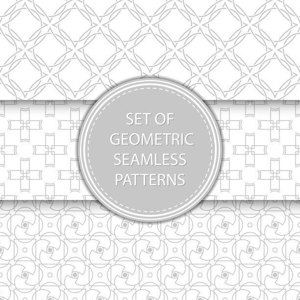 几何无缝图案的汇编。白色背景上的灰色图案图片下载