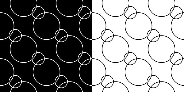 几何无缝背景的汇编。白色和黑色带圆圈的图案图片下载