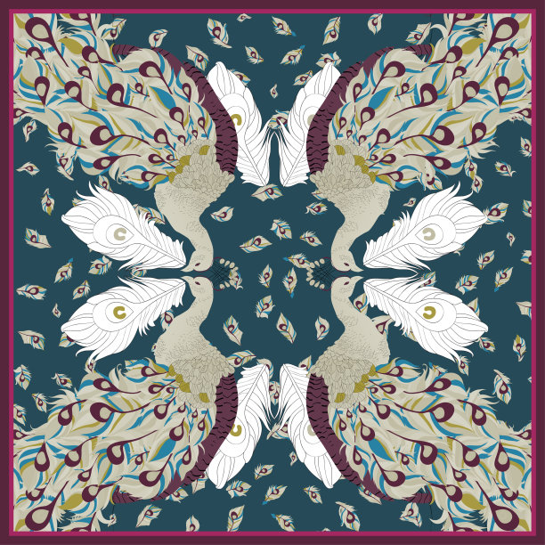 用孔雀做丝巾。图片下载