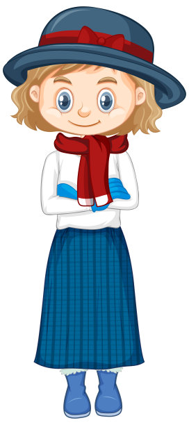 白色背景上穿着冬装的女孩图片下载