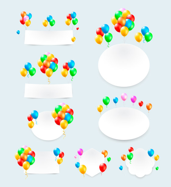 一套彩色光泽的气球横幅背景图片下载