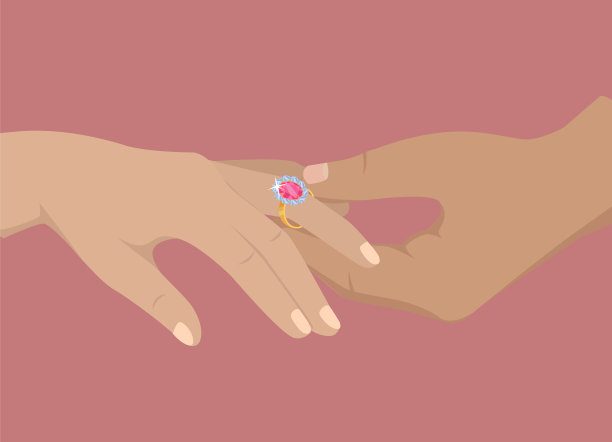 幸福时刻的订婚孤立插图图片下载