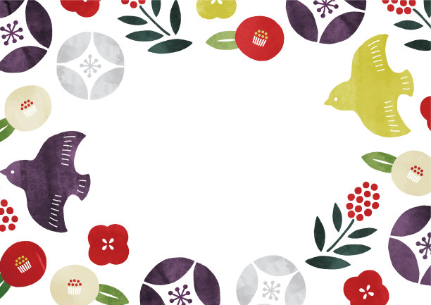 彩色日本花纹框图片下载