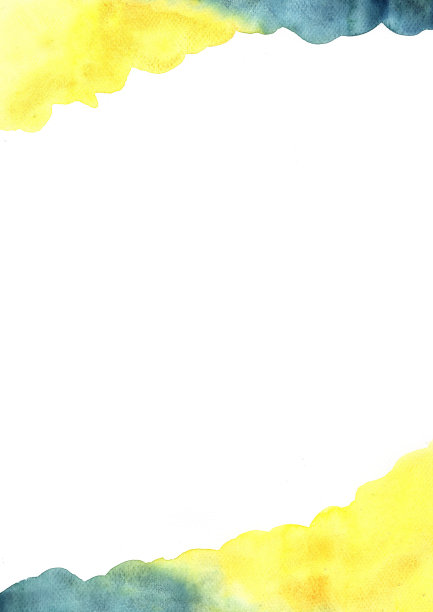 抽象的黄色和靛蓝色水彩画背景。图片下载