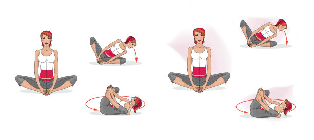 日本式的练习。女孩在训练。伸展肌肉和平衡。孤立在白色和灰色背景。图片下载