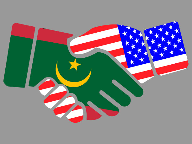 毛里塔尼亚和美国国旗握手矢量图片下载