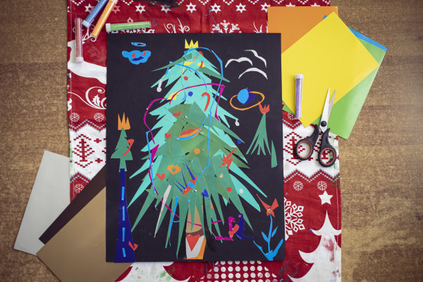 圣诞树纸拼贴图片下载