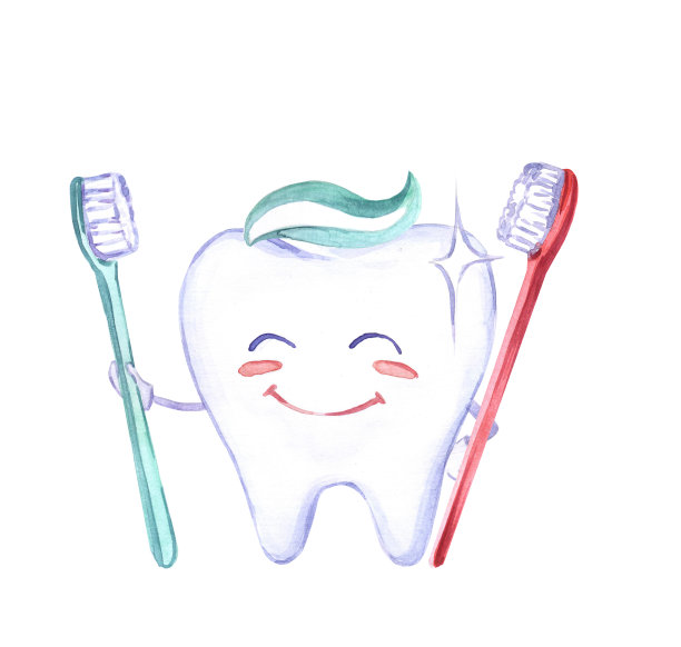 牙科的艺术。牙齿的模式。牙医。牙刷。牙膏。水彩插图。声音的牙齿。美丽的微笑。护士制服。医学。人类的健康。图片下载