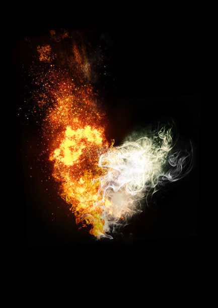 抽象的心型结合火焰和烟雾图片下载