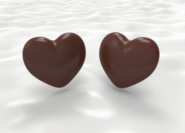 心形3D渲染图像在巧克力棕色图片下载