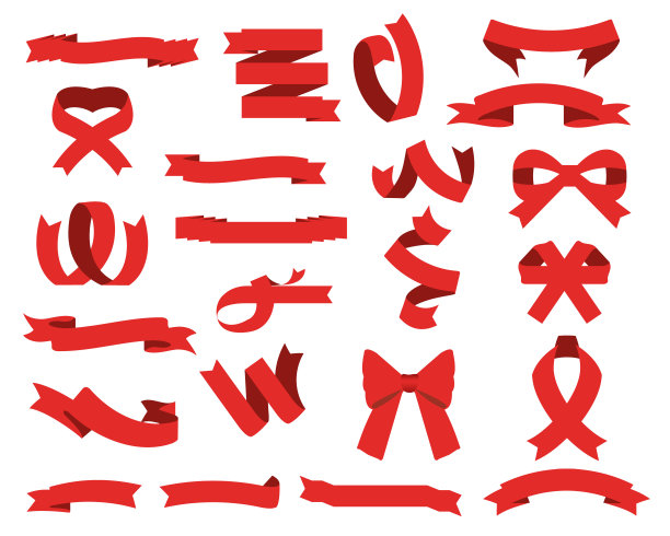各种单色红丝带插图图片下载