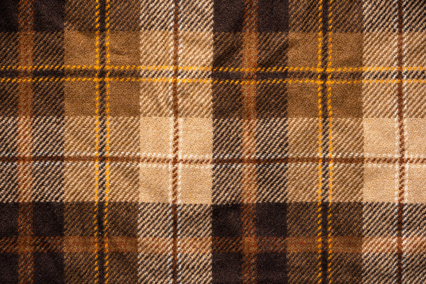 棕色格子织物。苏格兰羊毛。近距离图片下载