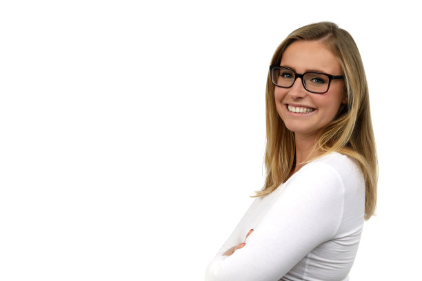 在演播室里情绪激动的金发美女图片下载