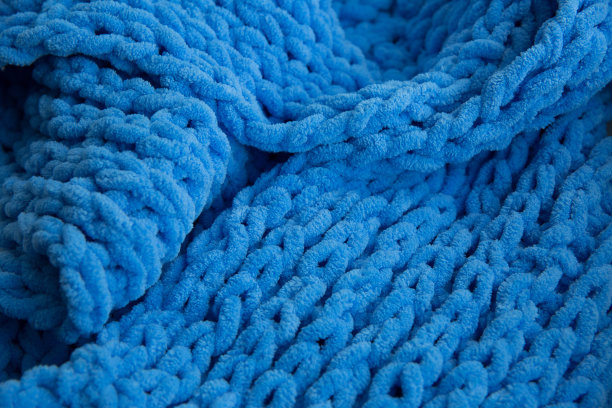 蓝色针织围巾面料，大针织，特写图片下载