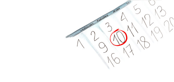 水彩日历与红色标记孤立的白色背景图片下载