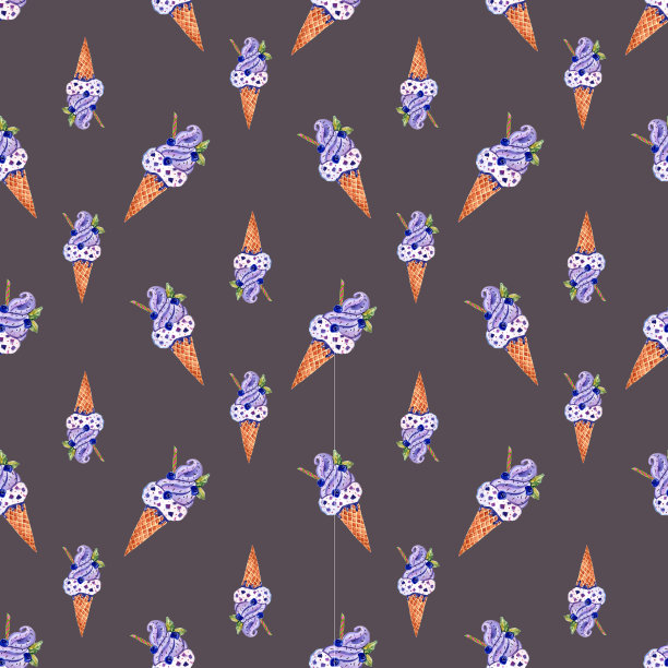 水彩手绘插画与冰淇淋图片下载