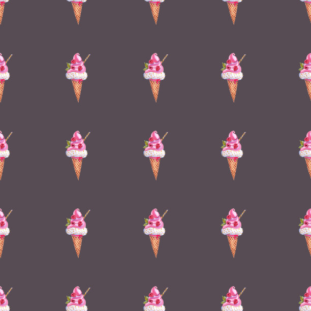 水彩手绘插画与冰淇淋图片下载