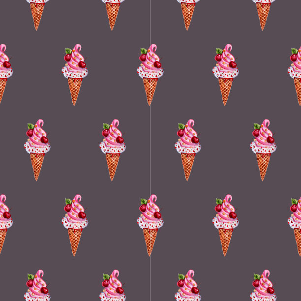 水彩手绘插画与冰淇淋图片下载