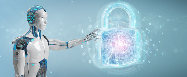 Web安全保护界面用于机器人对模糊背景的3D渲染图片下载