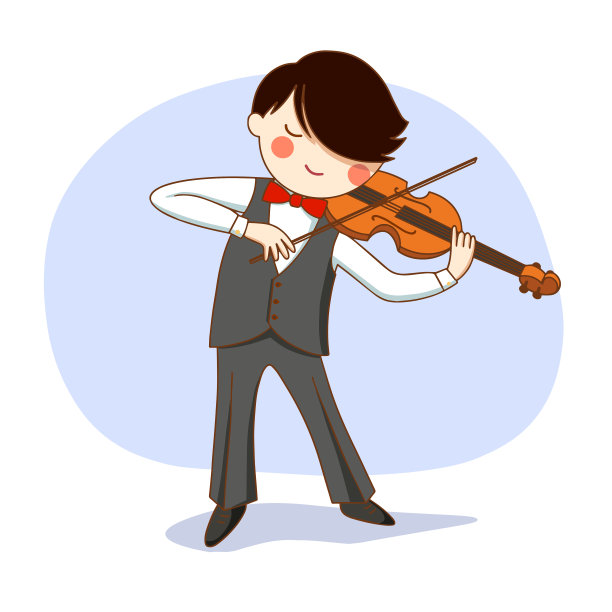 这个男孩拉小提琴。图片下载