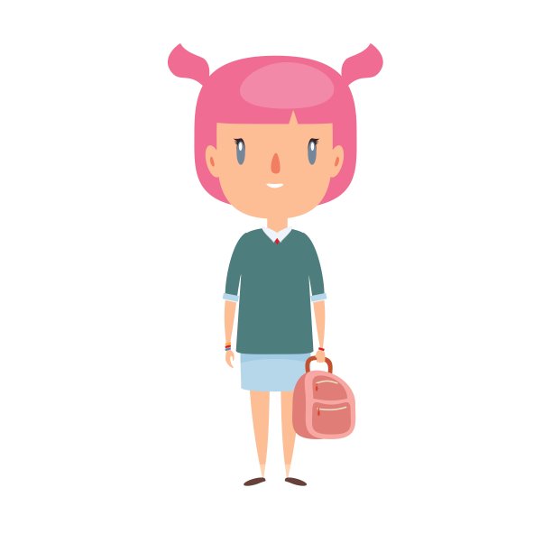 微笑的小孩。开朗的小学生、幼儿园小学生卡通人物图片下载