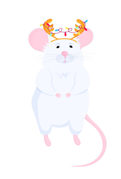 有角的白鼠。有趣的老鼠。阴历星座老鼠。2020年中国新年。图片下载