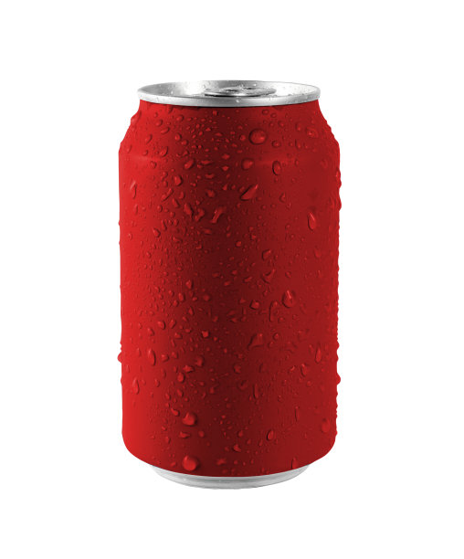 铝红罐上白色背景，水滴罐。文件包含与剪切路径，所以很容易工作。图片下载