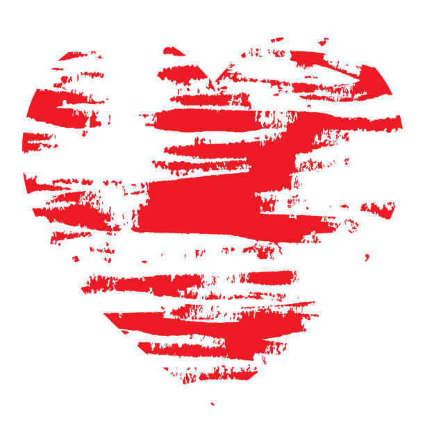 抽象的红色画心孤立在白色的背景图片下载