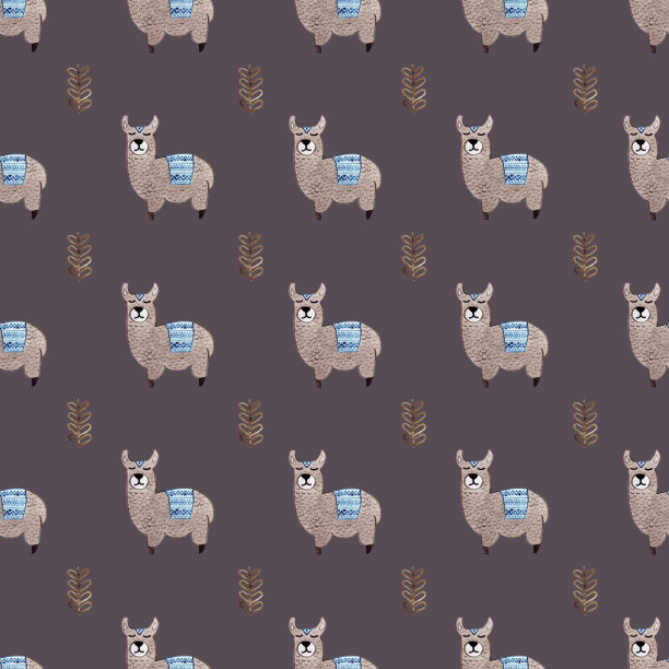 水彩无缝图案与可爱的卡通动物。手绘孤立在白色背景上。适合儿童设计，海报，壁纸，幼儿园，织物，纺织品。在北欧风格图片下载